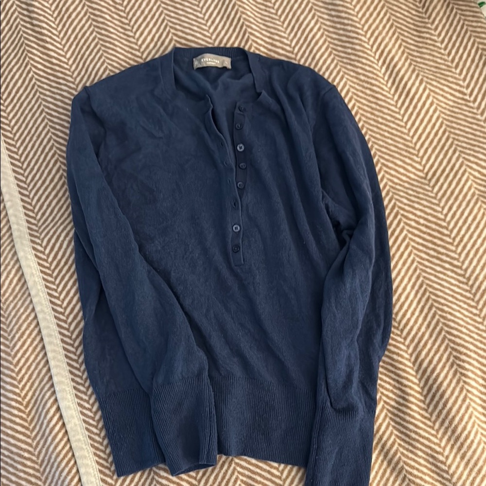 Everlane blue cashmere button down sweater